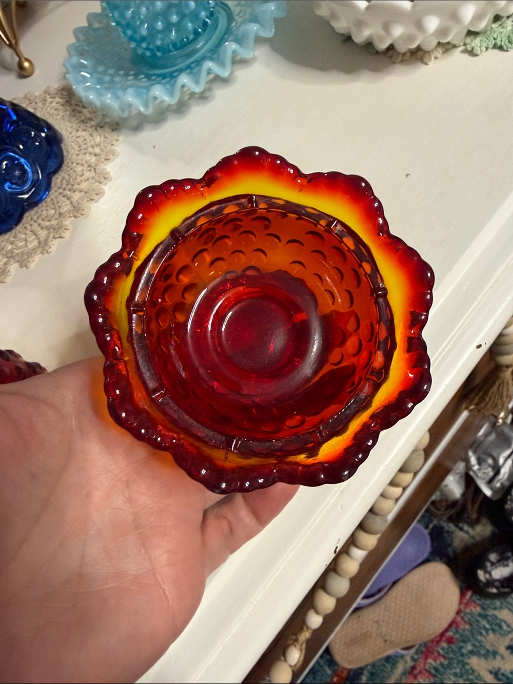 *SUNDAY SALE* Vintage Fenton hobnail fairy lamp ruby red - Picture 6 of 10